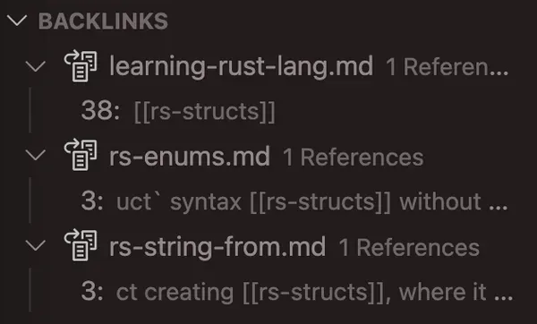 VS code extension that lists all pages referencing my current page