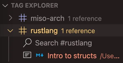 VS toolbar readout of all notes using a given tag