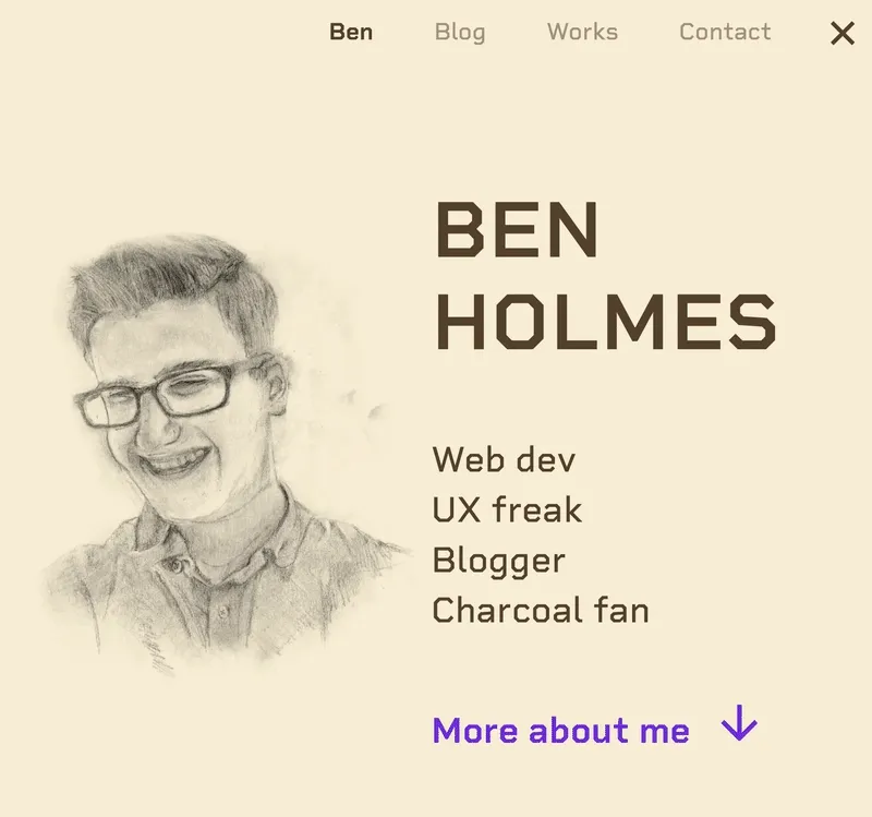 Preview of page transitions clicking links on bholmes.dev